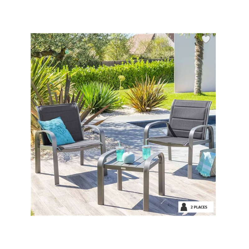 Salon de jardin ELYN Hespéride - duo aluminium bleu canard & graphite